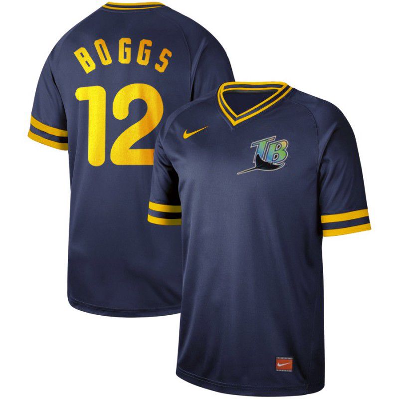 Men Tampa Bay Rays #12 Boggs Blue Throwback Nike Game 2021 MLB Jerseys